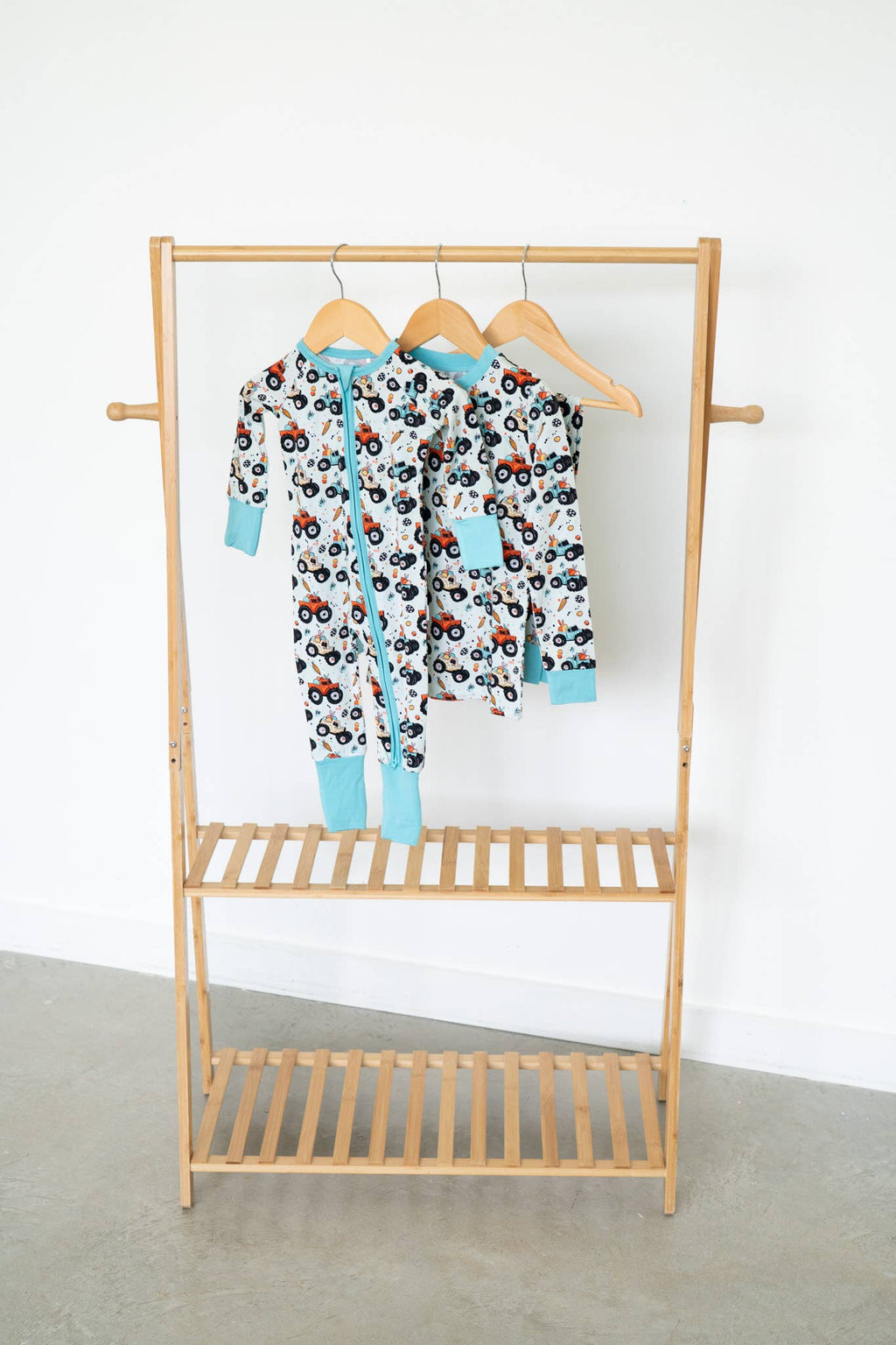 Easter Monster Trucks Bamboo Zippy 💥🐣 | Romper Pajama Set: 3-6M