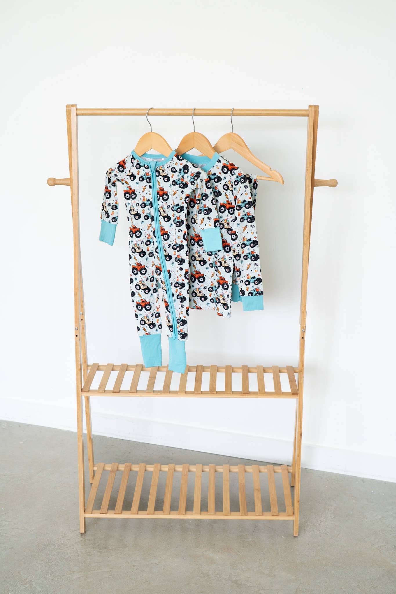 Easter Monster Trucks Bamboo Zippy 💥🐣 | Romper Pajama Set: 3-6M