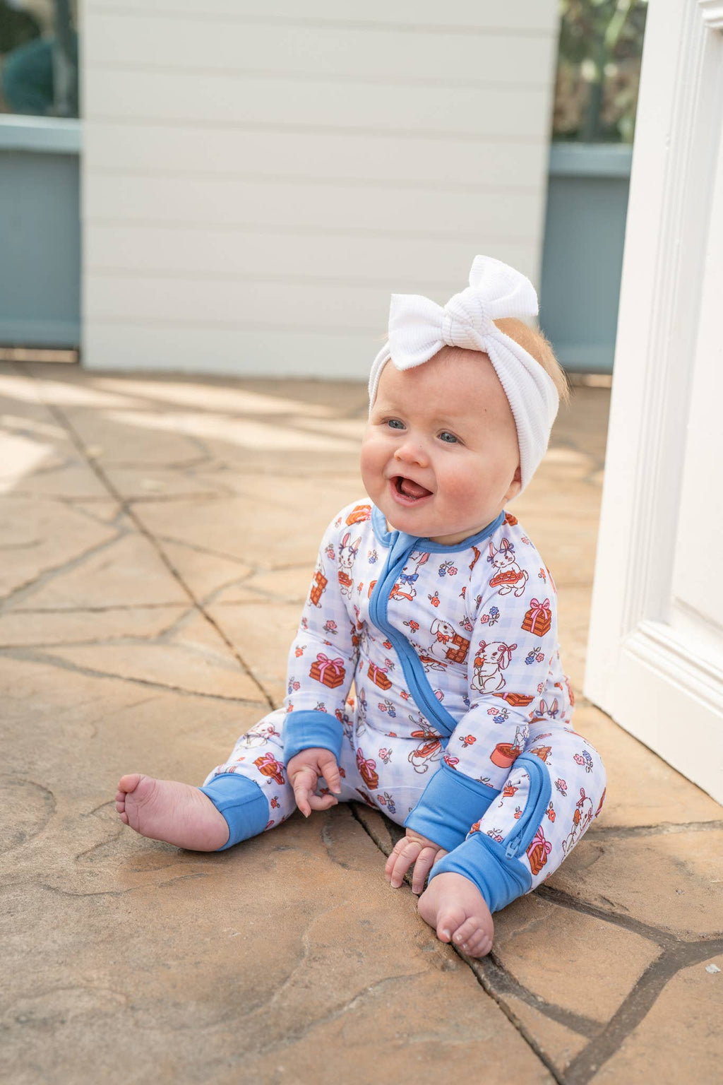 Chocolate Easter Bunnies Bamboo Zippy💕🐰| Romper Pajama Set: 6-12M