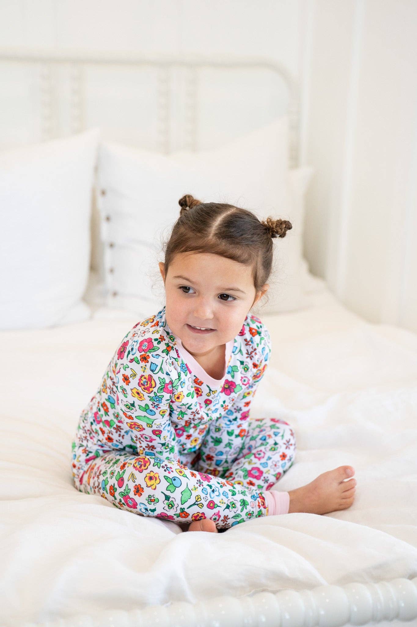 Wild Garden Floral 🌷Bamboo Two-Piece PJ Set | Girls Pajamas: 7/8