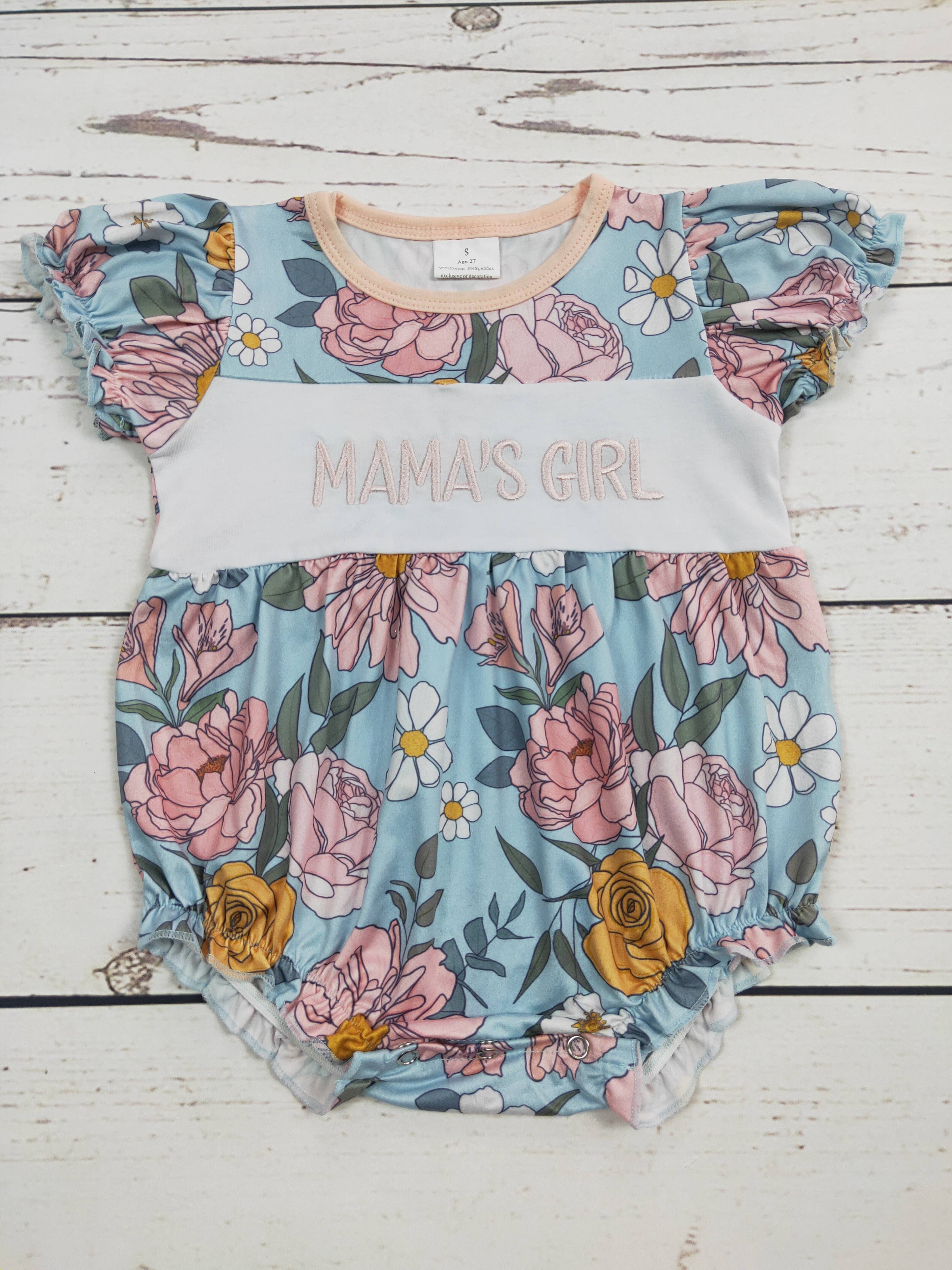 MAMA'S GIRL Appliqué  Flower Baby Onesie: 3-6M