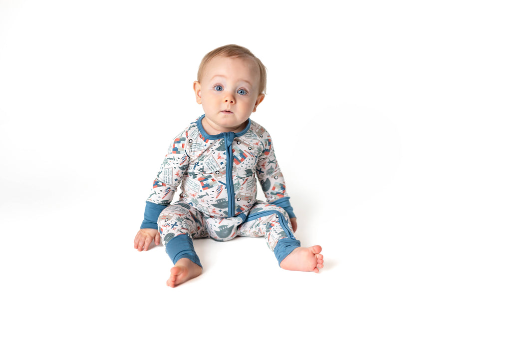 Little Warriors Bamboo Zippy 🪖  (BESTSELLER!) | Romper PJ: 6-12 months