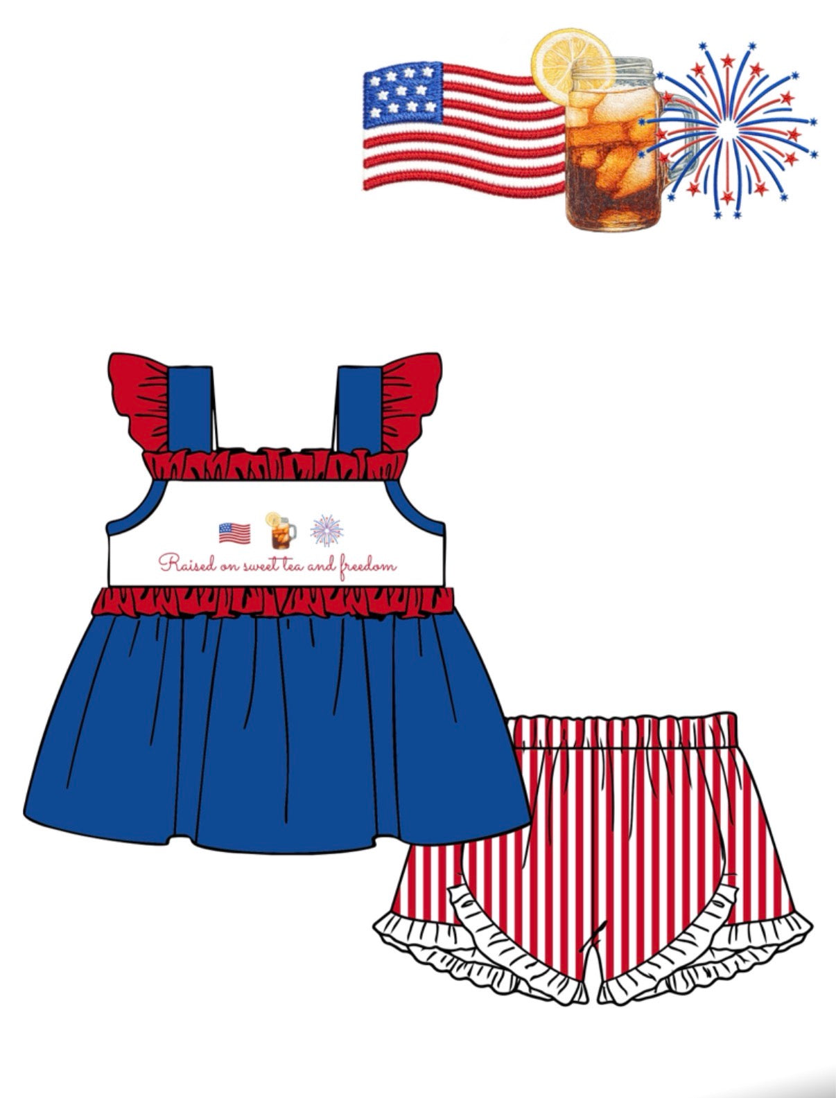 Sweet Tea & Freedom girls set