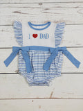 I Love DAD Appliqué Baby Girls Bubbles: 3-6M