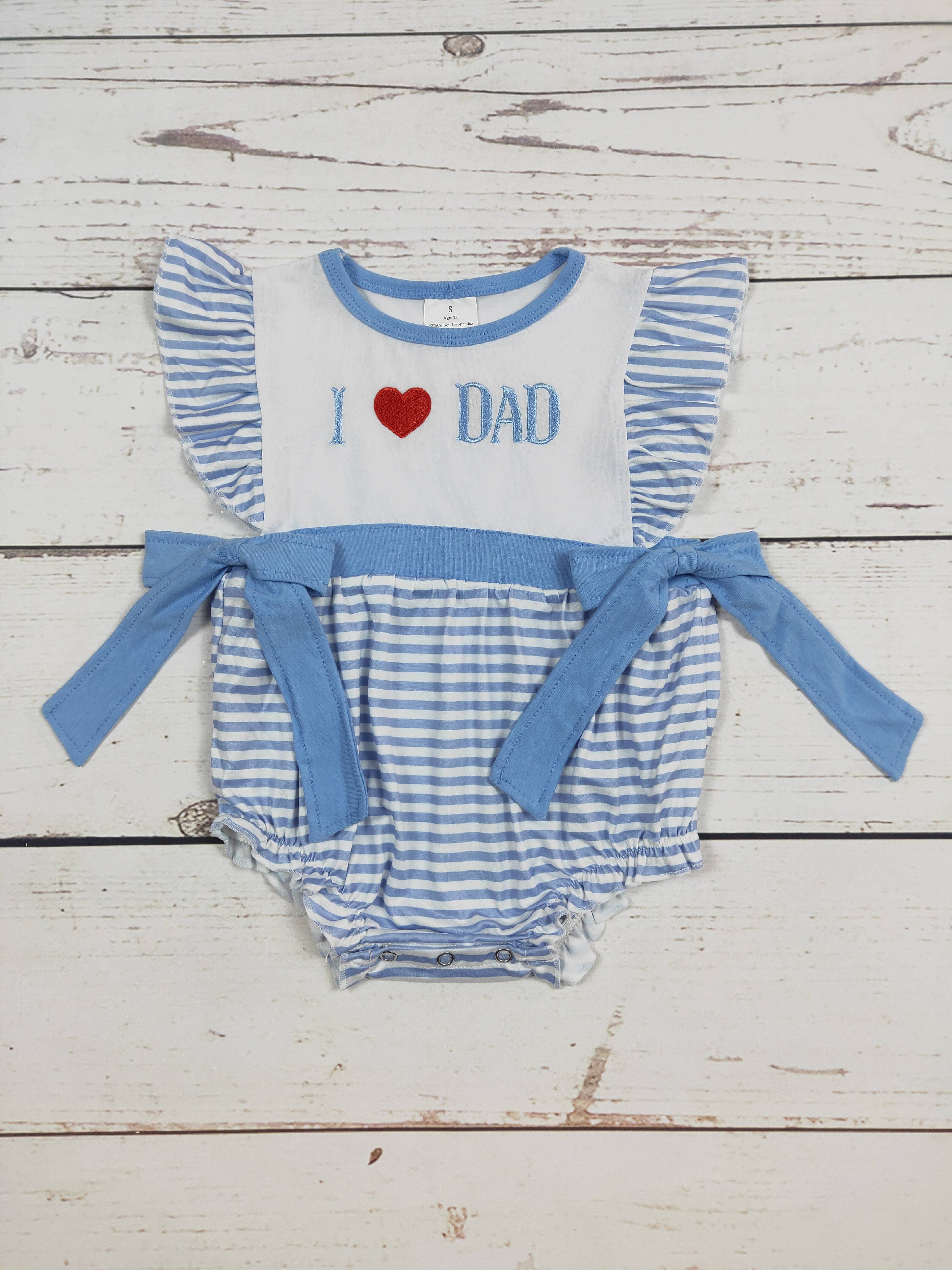 I Love DAD Appliqué Baby Girls Bubbles: 3-6M