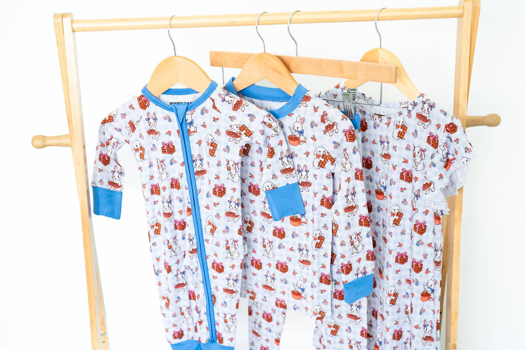 Chocolate Easter Bunnies Bamboo Zippy💕🐰| Romper Pajama Set: 3-6M