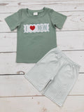Boys I Love MOM Appliqué Top Shorts Set: 6-12M
